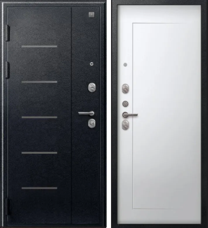 Фото Дверь V-03 Черный муар - Кашемир белый DIS007342